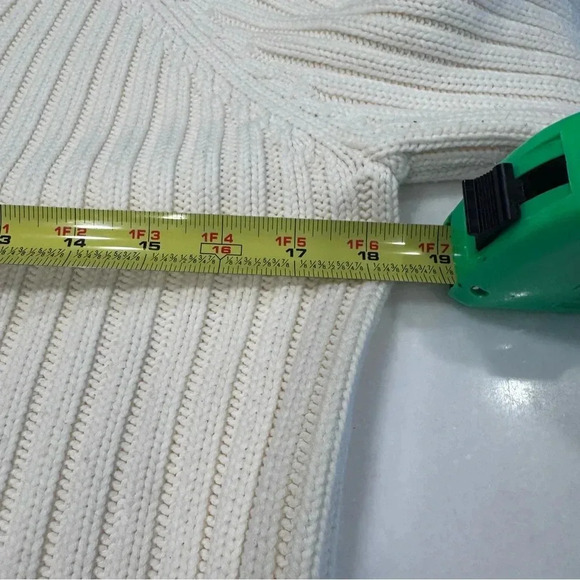 Talbots Women’s  Off White Heavy Ribbed Knit Zip Front Cardigan Sweater, Size M - Picture 6 of 11